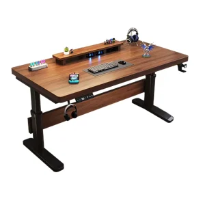 Modern Style Solid Wood Electric Height Adjustable Office Desk for Home Bedroom Study or Workbench for Gaming
