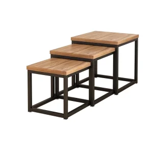 Modern Style Square MDF Table Top Nesting Side Table for Living Room Iron Coffee Tables