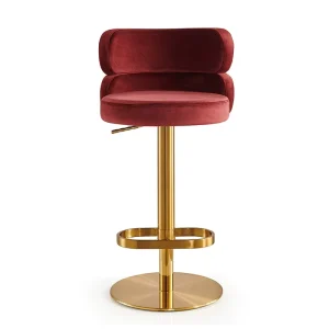 Modern Style Swivel Bar Stools Hotel Furniture Kitchen Dining Chairs Gold Metal Base Luxury Comfortable Velvet Bar Stool