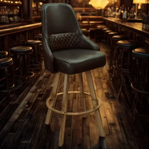 Modern Style Tall Black Swivel Casino Bar Chair Heavy Metal Micro Fiber with Table Dining Living Room Workshop Seating
