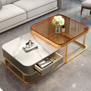 Modern Style White Rectangular Coffee Table with Storage Wall Mounted Living Room Furniture