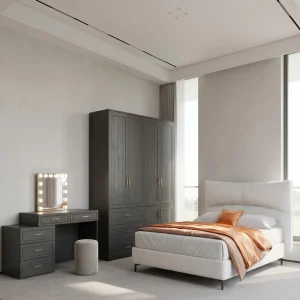 Modern Style Wood Bedroom Set with King size Bed Frame Storage Home Furniture for Hotel Use