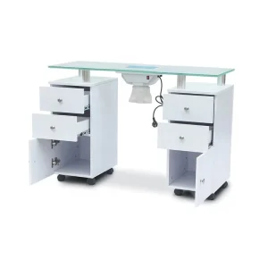 Modern Style Wood Top Beauty Salon Furniture Manicure Nail Tables With Fan