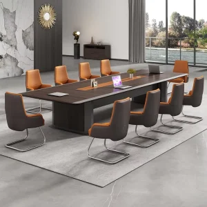 Modern Style Wooden Office Furniture Meeting Desk and Conference Table with 8 Chairs Panel Wood Style