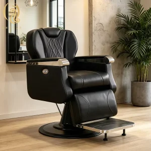 Modern Styling Professional Barber Chair Black Leather Multi functional Salon Furniture Foldable Mall Beauty Equipment