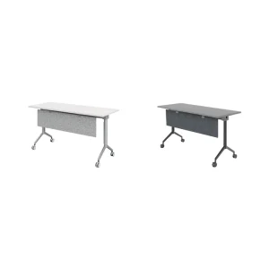 Modern Stylish Birch Wood Panel Adjustable Height Training Table Aluminum Metal Studs Drawer Storage