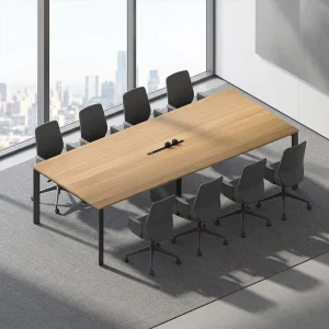 Modern Stylish Durable Wooden Extendable Conference Table with Metal Legs for Office Meeting Rooms