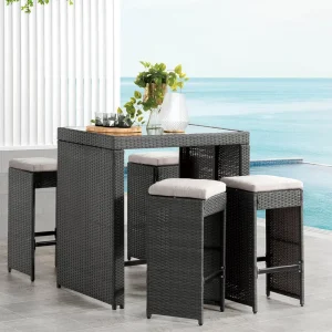Modern Stylish Steel Outdoor Patio and Garden Furniture Set Height Bar Tables and Chairs for Outdoor Bars