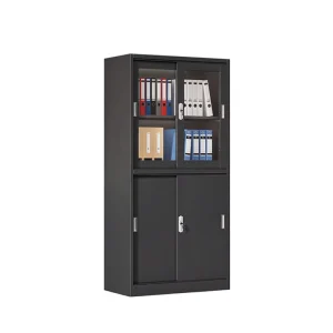 Modern Swing Door Steel Storage Cabinet Black Lockable Space Saving Large Capacity Office Cupboard for Hotel Workshop Factory