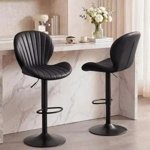 Modern Swivel Adjustable Bar Stools Faux Leather Upholstery Carbon Steel Frame Counter Height for Kitchen Bar
