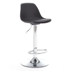 Modern Swivel Adjustable Height Black PU Leather Contemporary Design Stools Bar Chairs for Home Bar Dining & Bedroom Use