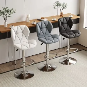 Modern Swivel Bar Stool Adjustable Height High Chair with Round Steel Base for Commercial Restaurant Bar