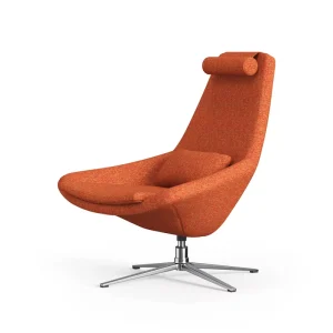 Modern Swivel Lounge Chair High Back Fabric Upholstered Ergonomic Office Lobby Reception Waiting Room Arm Chair