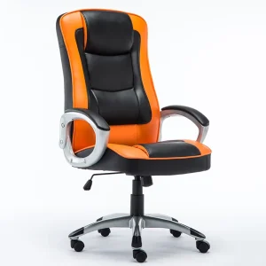 Modern Swivel Mid Back Ergonomic Computer Chair Orange PVC Leather Executive Office Chair