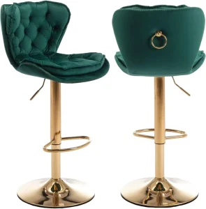 Modern Swivel Pub Height Barstool High Dining Chair with Velvet Seat Backrest Armless Hydraulic Counter Stool