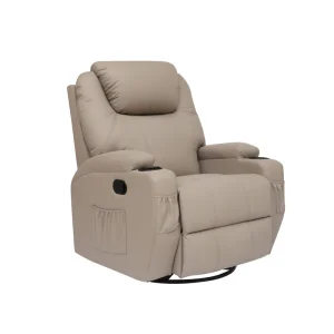 Modern Synthetic Leather Massage Recliner Chair Remote Control Swivel Rocking Single Seat Living Room Furniture