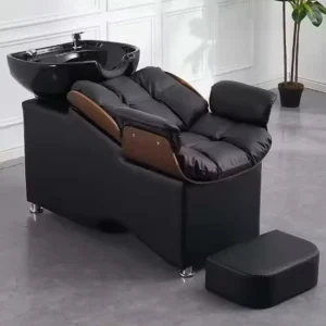 Modern Synthetic Leather Shampoo Chair with Ceramic Basin for Hair Salon Use Salon Furniture