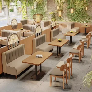 Modern Table Chair Set for Dining Coffee Shops Restaurants Booth Leather Sofa Furniture Set