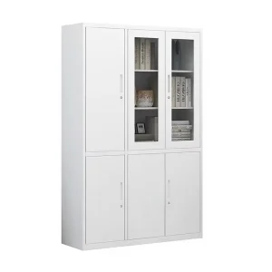 Modern Tall Office Storage Cabinet Metal Document Filing Cabinet Steel Cupboard with Glass Doors Archivador De Acero Commercial
