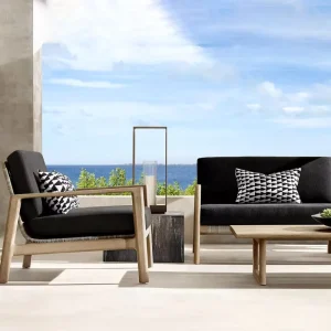 Modern Teak Sectional Sofa Set Quick Dry Cushions Waterproof Durable Eco Friendly Outdoor Furniture for Hotels Patios Villas