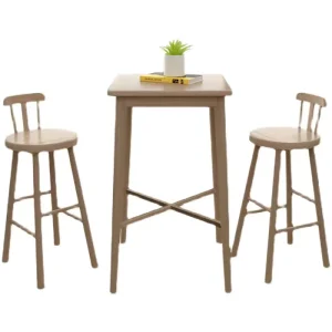 Modern Teak Solid Wood Adjustable Height Bar Stools 3 Year Warranty HUANYU HY BC02 Commercial Use Hotels Living Rooms Bars