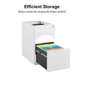 Modern Three Drawer Steel Lockable Adjustable Convertible Headless Handle Mobile Filing Cabinet for School & Workshop Use
