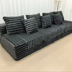 Modern Three Seater Straight Sofa Vacuum Packed Space Saving Linear Couch Upholstered Living Room Furniture