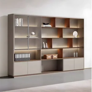 Modern Tiered Storage Iron Bookshelf Tall Custom Decorative Office Bookshelves Supplier