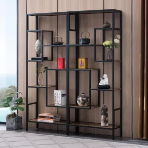 Modern Tiered Storage Iron Bookshelf Tall Custom Decorative Office Bookshelves Supplier