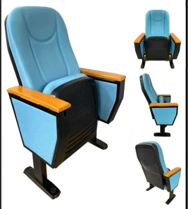Modern Traditional Blue Red Theater Auditorium Chair Economically Priced Fabric Aluminium Cinema Seating for Schools Hotels