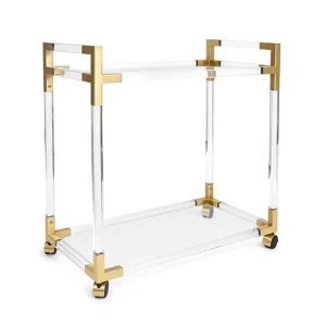 Modern Transparent Acrylic & Stainless Steel Hotel Trolley for Home Bar Dining Kitchen & Living Room Commercial Use