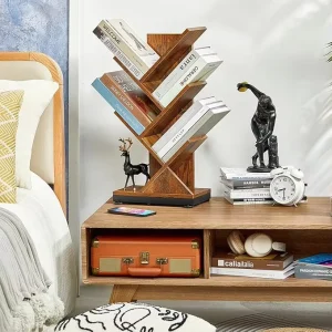 Modern Tree Bookshelf Floor Standing Display for CDs Magazines Books Small Bedroom Living Room Office Use