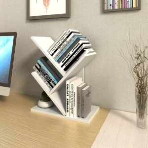 Modern Tree Bookshelf Wood Floor Standing Bookcase Storage Rack for Bedroom