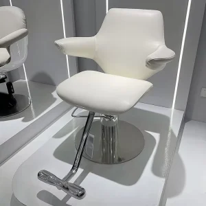 Modern Trendy Stainless Steel Frame Barber Chair for Barber Shop and Salon Reclining Swivel Height Adjustable Salon Furniture