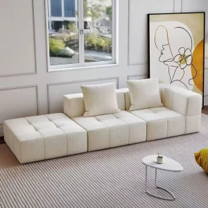 Modern Tufted Reclining L Shape Compressed Sofa Modular Foldable Design for Studio Apartments Dorms Villas Portable