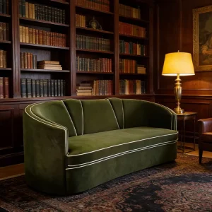 Modern Tufted Wood Three Seat Green Sofa for Lounge and Warehouse Commercial Seating