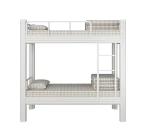 Modern Twin Double Full Size Bunk Bed Stainless Steel Frame Easy Disassemble Dormitory Students School College Bedroom Hotel