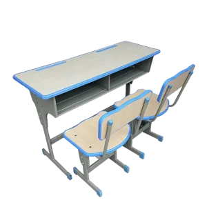 Modern Two Seat Student Desk and Chair Set for Primary Middle School Furniture Training Classroom Bench for Home Office