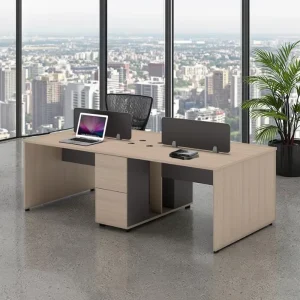 Modern Two Seater Cubicle Workstation Partition Office Furniture Solid Wood Durable Extendable Assemble Workshops