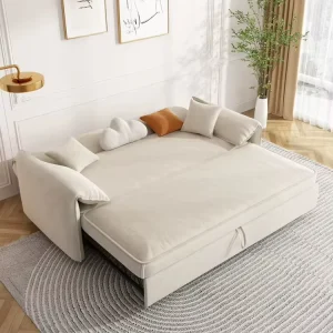 Modern Two Seater Fabric Sleeper Sofa Bed Comfortable Convertible Pull Out for Living Room or Hotel Available for Sale