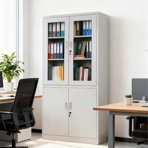 Modern Two Upper Glass Door Lockable Durable Filing Cabinet