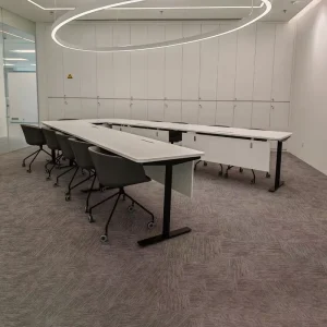 Modern U-Shape Flip-Up Folding Conference Training Table Steel Storage Rack For Office Boardroom School Hotel Meeting Desk