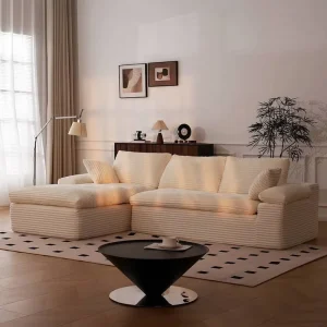 Modern Upholstered Compressed Sofa Modular Cloud Corduroy Sectional Couches Luxury Boneless L Shaped Sofa Bed in a Box