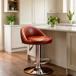 Modern Upholstered Swivel Bar Chair Stainless Steel Height Adjustable Bar Stool With Backrest for Pub Club Restaurant Bar Chair