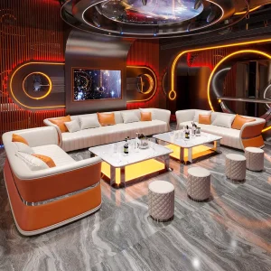 Modern VIP Beach Hotel Nightclub Bar Furniture KTV Decoration Chaise Lounge Sofa Bar Stool Interior Design Bar Set