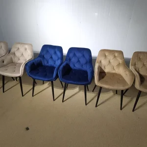 Modern Velvet Fabric Industrial Chair with Metal Legs Armrest for Dining Room Home Bar Apartment Gym Use
