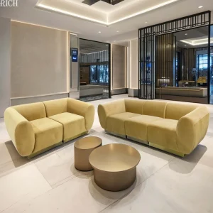 Modern Velvet Fabric Modular Couch Sectional Sofa Set for Home Apartment Villa Living Room Hotel Hall Office Lobby Wedding Event