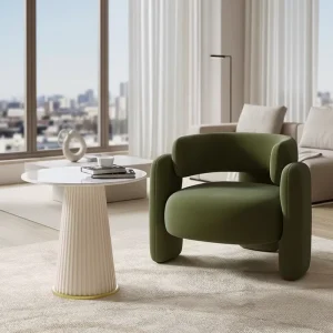 Modern Velvet Living Room & Bedroom Armchair with Sponge Filling Hotel Use Sofa Chair Home Furniture
