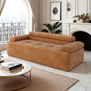Modern Velvet Sofa Wide Armrests Multifunction Sleeper Sofa Bed for Hotels & Apartments