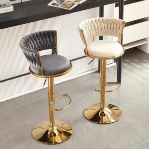 Modern Velvet Swivel High Bar Chair Height Adjustable Stools for Hotel Dining Outdoor Use